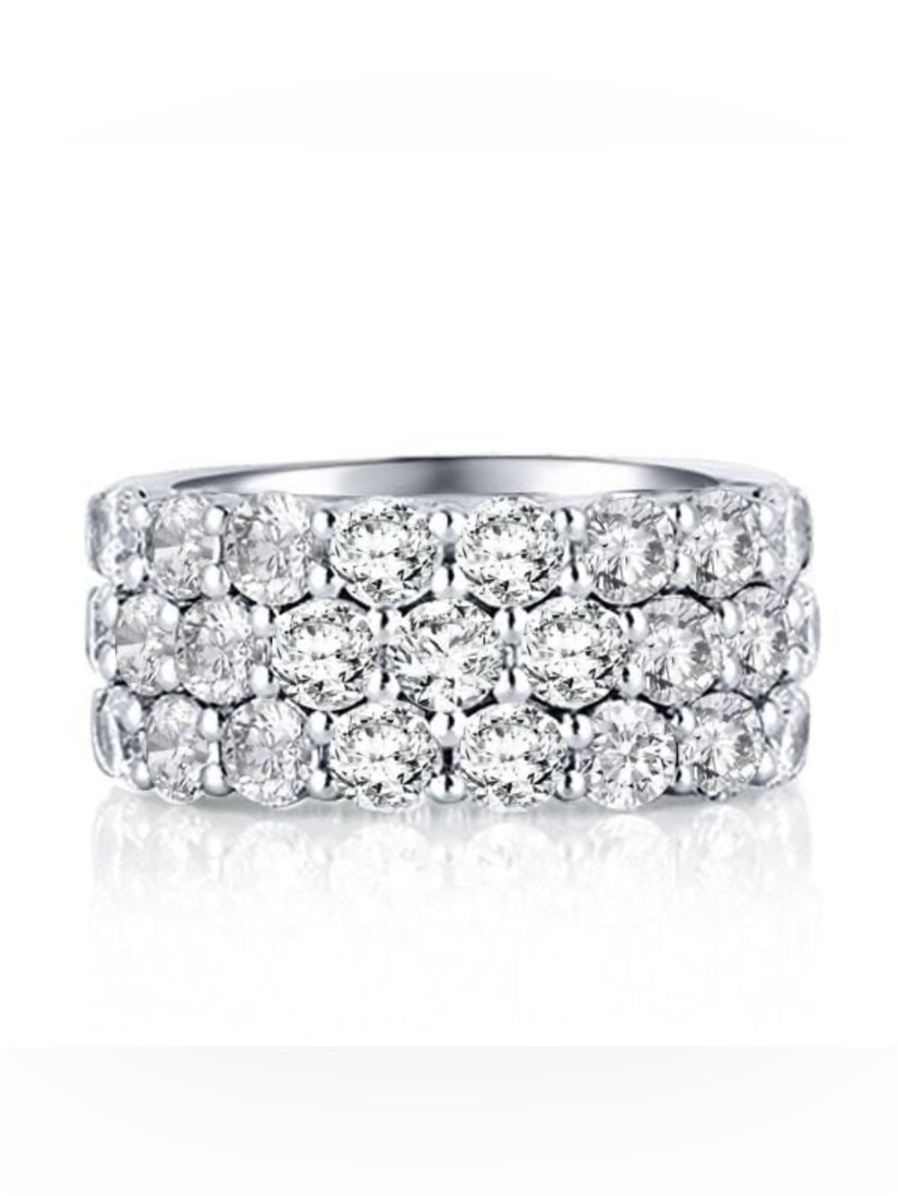 Italo Triple Row Created White Sapphire Wedding Band